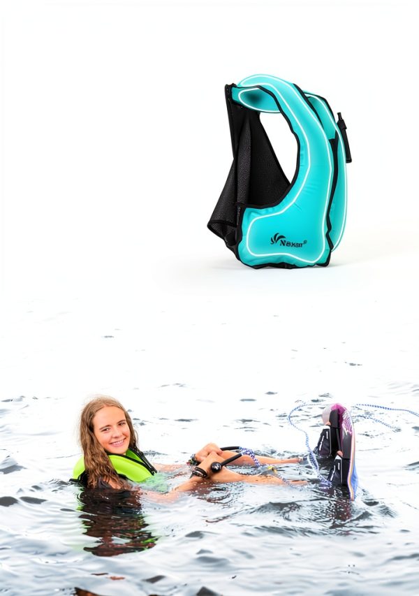 NAXER Inflatable Snorkel Vest Blue Adjustable Adult-1
