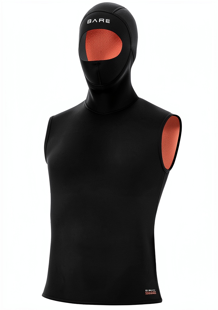 Bare Ultrawarmth diving vest worn over a wetsuit in cold water