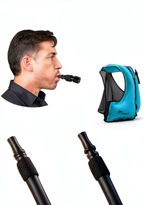 NAXER Inflatable Snorkel Vest Blue Adjustable Adult-2